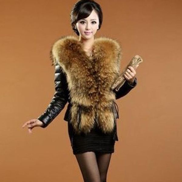 women's fur & faux sheepskin coat raccoon fluffy collar 2021 fashionable ladies' warm clothes autumn and winter slim jacket, Black
women's fur & faux sheepskin coat raccoon fluffy collar 2021 fashionable ladies' warm clothes autumn and winter slim jacket, Black