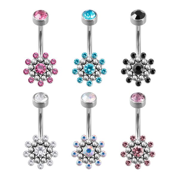 flower belly button rings crystal navel piercing bar surgical steel ombligo party barbell for woman body jewelry, Silver
flower belly button rings crystal navel piercing bar surgical steel ombligo party barbell for woman body jewelry, Silver