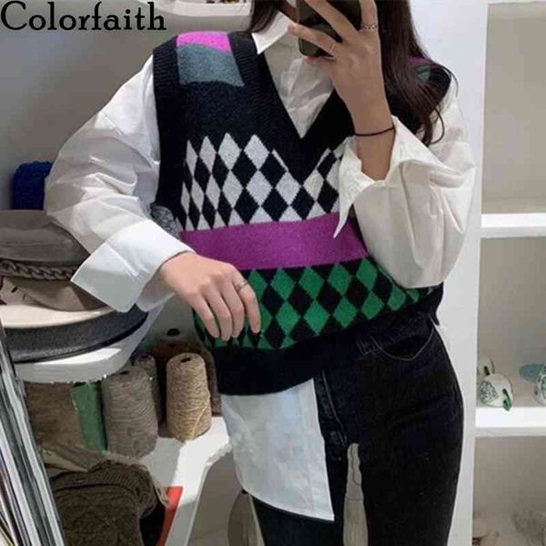 colorfaith new spring autumn women sweaters v-neck pullover sleeveless short vest argyle waistcoat wild lady swv1254jx 210413, White;black
colorfaith new spring autumn women sweaters v-neck pullover sleeveless short vest argyle waistcoat wild lady swv1254jx 210413, White;black