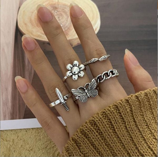 punk gothic sword flower ring set for women 5pcs finger rings jewelry gift, Golden;silver
punk gothic sword flower ring set for women 5pcs finger rings jewelry gift, Golden;silver