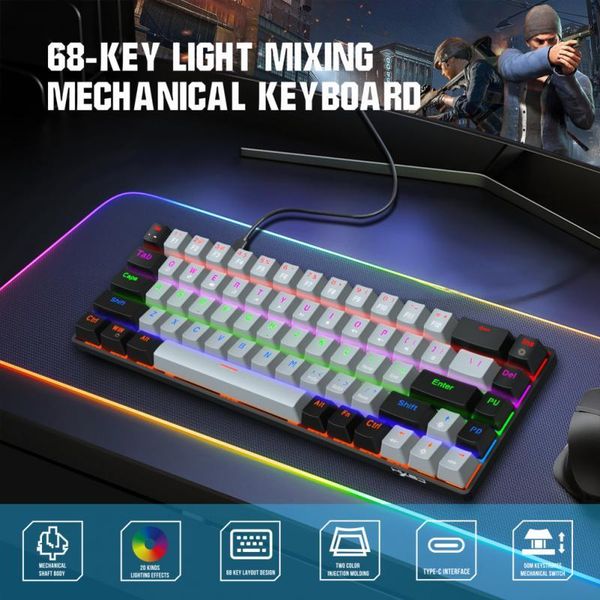 keyboards gaming mechanical keyboard 68 keys game anti-ghosting switch dual-color rgb backlit wireless for gamer lappc
keyboards gaming mechanical keyboard 68 keys game anti-ghosting switch dual-color rgb backlit wireless for gamer lappc