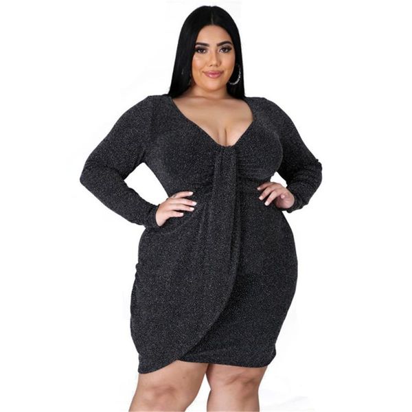 plus size dresses haoohu fashion solid color v neck long sleeved slim mini dress sequins elegant women clothing 4xl 5xl 6xl urban, Black
plus size dresses haoohu fashion solid color v neck long sleeved slim mini dress sequins elegant women clothing 4xl 5xl 6xl urban, Black