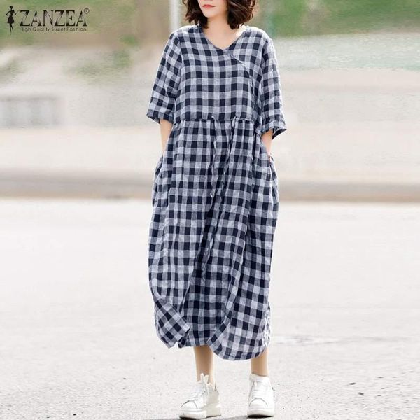 casual dresses vintage women dress zanzea 2021 summer loose midi vestidos plaid bandage long sundress ladies short sleeve robe plus size, Black;gray
casual dresses vintage women dress zanzea 2021 summer loose midi vestidos plaid bandage long sundress ladies short sleeve robe plus size, Black;gray