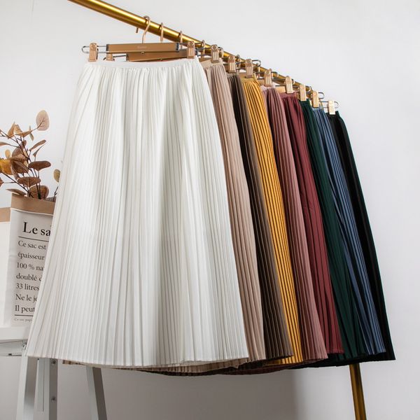 skirts spring candy colored solid slim a-line pleated midi skirts, Black
skirts spring candy colored solid slim a-line pleated midi skirts, Black