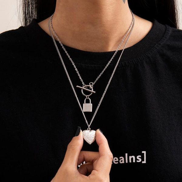 lacteo dark gothic rose pattern love heart lock pendant necklace steampunk multilayer stainless steel chain choker necklaces, Silver
lacteo dark gothic rose pattern love heart lock pendant necklace steampunk multilayer stainless steel chain choker necklaces, Silver