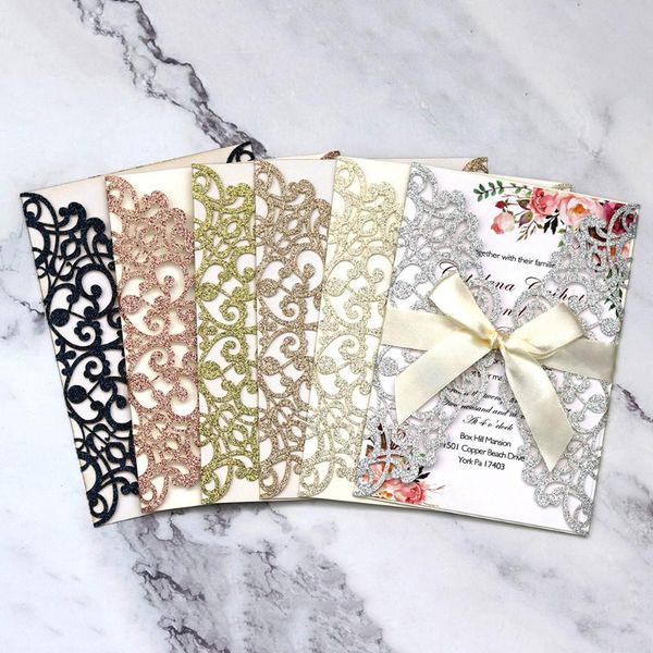 greeting cards 10pcs/set exquisite glitter paper laser cut wedding invitation card with ribbon personalized decor party supplies
greeting cards 10pcs/set exquisite glitter paper laser cut wedding invitation card with ribbon personalized decor party supplies