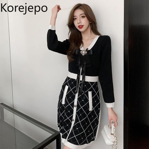 casual dresses korejepo women knitted dress 2021 autumn french retro gentle temperament high-end bowknot v-neck short, Black;gray
casual dresses korejepo women knitted dress 2021 autumn french retro gentle temperament high-end bowknot v-neck short, Black;gray