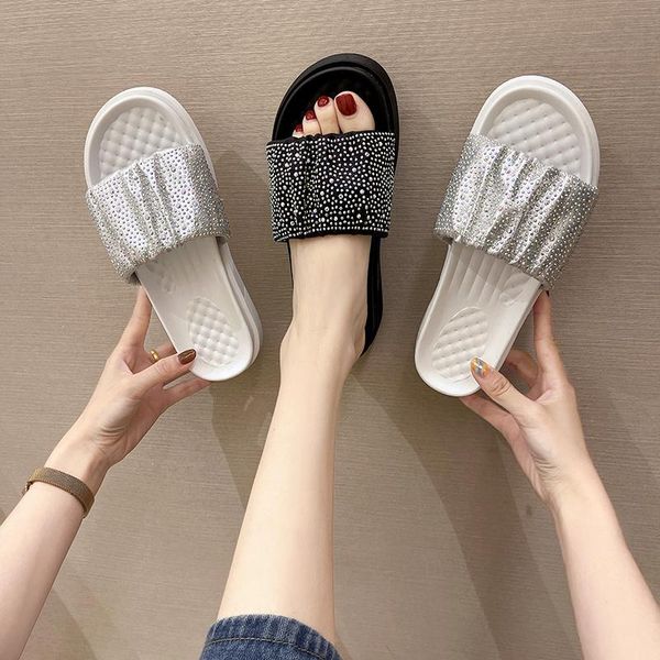 slippers wohdhecomfortable fashion bling women's casual shoes summer platform round toe solid color, Black
slippers wohdhecomfortable fashion bling women's casual shoes summer platform round toe solid color, Black