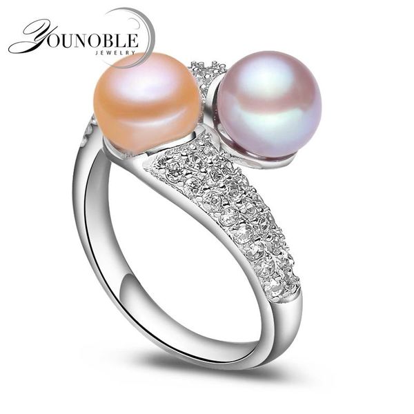 real natural freshwater black double pearl ring women,exquisite 925 sterling silver fine jewelry adjustable cluster rings, Golden;silver
real natural freshwater black double pearl ring women,exquisite 925 sterling silver fine jewelry adjustable cluster rings, Golden;silver