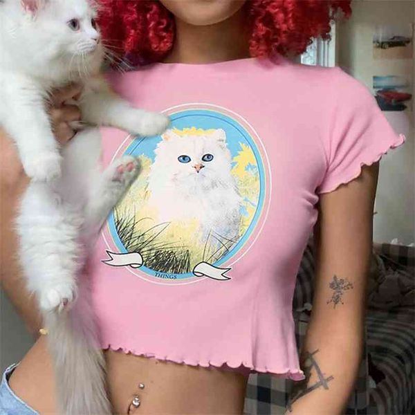 women t-shirt car cartoon print summer slim fit ladies elegant high street casual o-neck ruffles short sleeve 210522, White
women t-shirt car cartoon print summer slim fit ladies elegant high street casual o-neck ruffles short sleeve 210522, White
