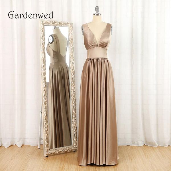 party dresses gardenwed brown dress evening long elegant v neck satin formal vestido longo festa, White;black
party dresses gardenwed brown dress evening long elegant v neck satin formal vestido longo festa, White;black