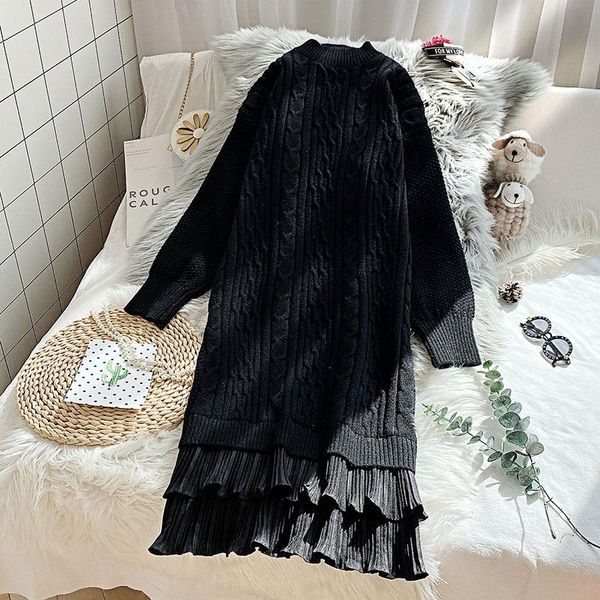 casual dresses ruffles patchwork knitted women sweater solid black winter long-sleeved straight lady elegant quality, Black;gray
casual dresses ruffles patchwork knitted women sweater solid black winter long-sleeved straight lady elegant quality, Black;gray