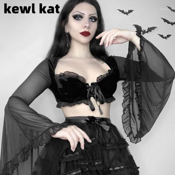 women's blouses & shirts women gothic crop flare long sleeve lace patchwork black t-shirt retro bodycon female v-neck slim chi, White
women's blouses & shirts women gothic crop flare long sleeve lace patchwork black t-shirt retro bodycon female v-neck slim chi, White