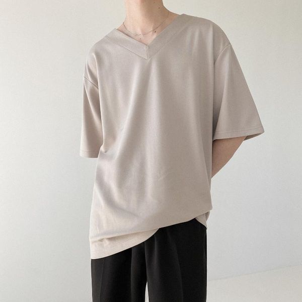 men's t-shirts summer korean style v-neck short-sleeved t-shirt male texture senior loose solid color wild trend sleeve top, White;black
men's t-shirts summer korean style v-neck short-sleeved t-shirt male texture senior loose solid color wild trend sleeve top, White;black