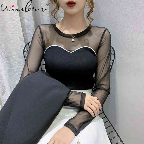 women's t-shirt spring fall korean style high waist short women o-neck patchwork mesh ropa mujer all match cotton tees t, White
women's t-shirt spring fall korean style high waist short women o-neck patchwork mesh ropa mujer all match cotton tees t, White