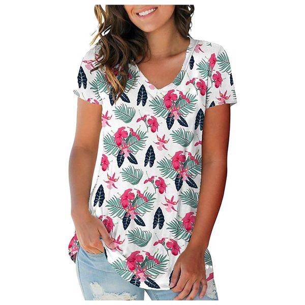 women's t-shirt summer fashion loose v-neck short sleeve t-shirts for female 2021 ladies trendy floral printing clothes, White
women's t-shirt summer fashion loose v-neck short sleeve t-shirts for female 2021 ladies trendy floral printing clothes, White