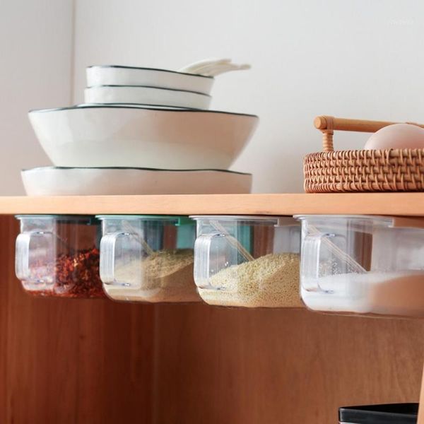 storage bottles & jars 1 pcs spice organizer with spoon wall mount seasoning container plastic transparent box jar for kitchen supplies
storage bottles & jars 1 pcs spice organizer with spoon wall mount seasoning container plastic transparent box jar for kitchen supplies