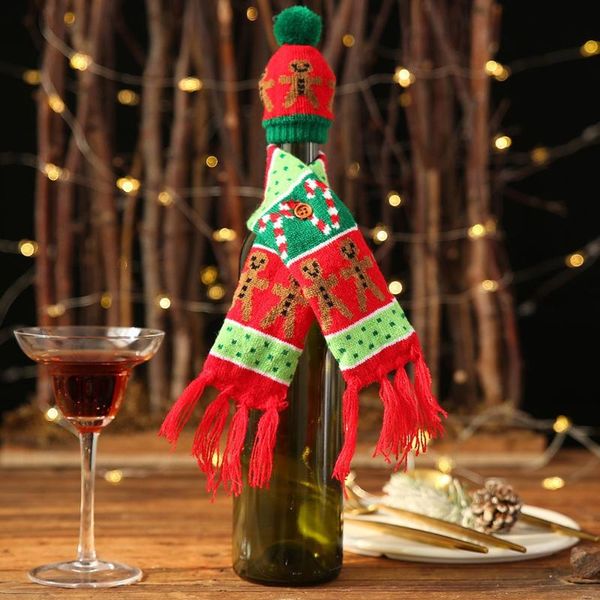 party decoration christmas santa claus wine bottle cover supplies non-woven fabrics hat scarf set for home table decorations
party decoration christmas santa claus wine bottle cover supplies non-woven fabrics hat scarf set for home table decorations