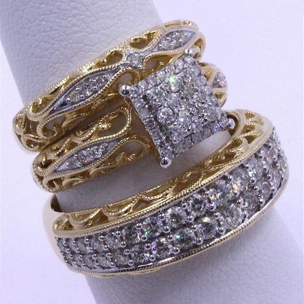 wedding rings 3pcs/set fashion vintage carved flower pattern crystal ring set gold color band engagement for women boho jewelry, Slivery;golden
wedding rings 3pcs/set fashion vintage carved flower pattern crystal ring set gold color band engagement for women boho jewelry, Slivery;golden