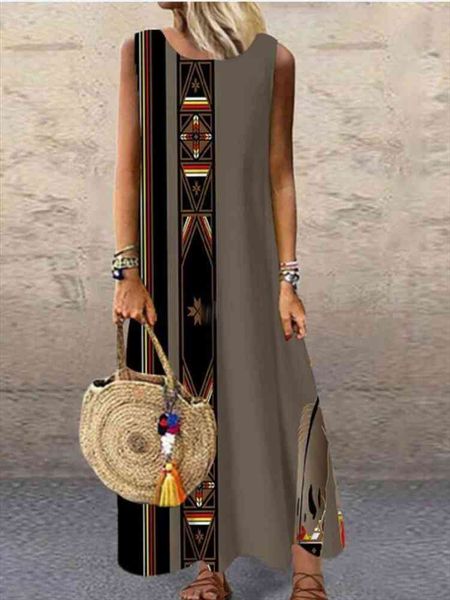sundress women summer dress printing dress casual o neck loose sleeveless printed floral long maxi, Black;gray
sundress women summer dress printing dress casual o neck loose sleeveless printed floral long maxi, Black;gray