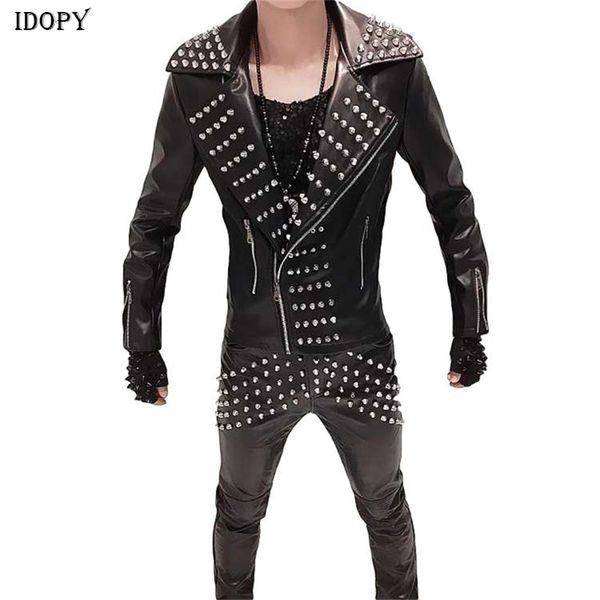 idopy men`s faux leather jacket rivet studded slim fit lapel collar motorcycle outerwear coat for male 211111, Black
idopy men`s faux leather jacket rivet studded slim fit lapel collar motorcycle outerwear coat for male 211111, Black
