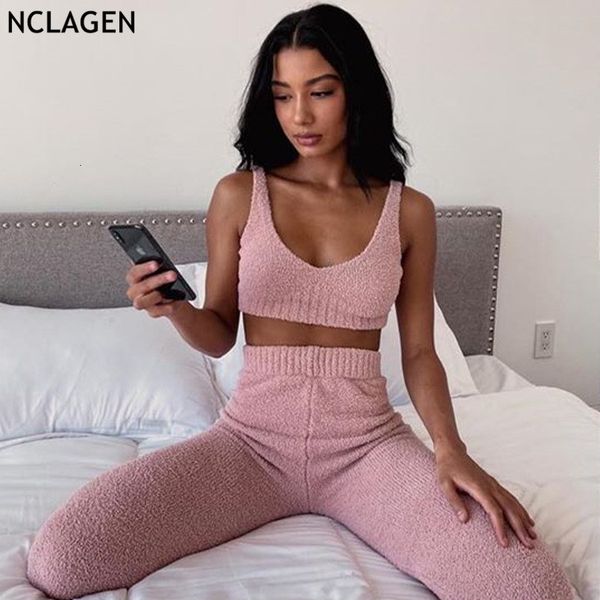 two piece dress nclagen women knitted plush set v neck fluffy tank crop high waist pants outfit home suit casual 2 pc clothes s84h, White
two piece dress nclagen women knitted plush set v neck fluffy tank crop high waist pants outfit home suit casual 2 pc clothes s84h, White