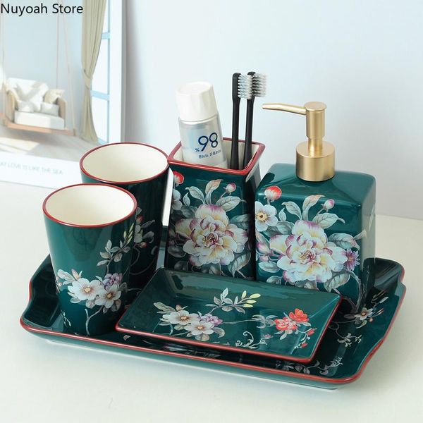 bath accessory set american ceramic bathroom supplies lotion bottle mouthwash cup soap dish storage tray decoration accessories 5pcs
bath accessory set american ceramic bathroom supplies lotion bottle mouthwash cup soap dish storage tray decoration accessories 5pcs