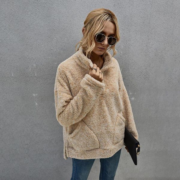 women's hoodies & sweatshirts 2021 winter lapel plush hooded thickened female fashion long sleeve pockets loose casual pullover, Black
women's hoodies & sweatshirts 2021 winter lapel plush hooded thickened female fashion long sleeve pockets loose casual pullover, Black