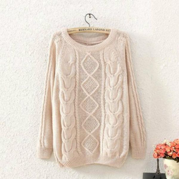 women's sweaters 1pc women diamond lattice twist thick crew neck pullovers basic top, White;black
women's sweaters 1pc women diamond lattice twist thick crew neck pullovers basic top, White;black