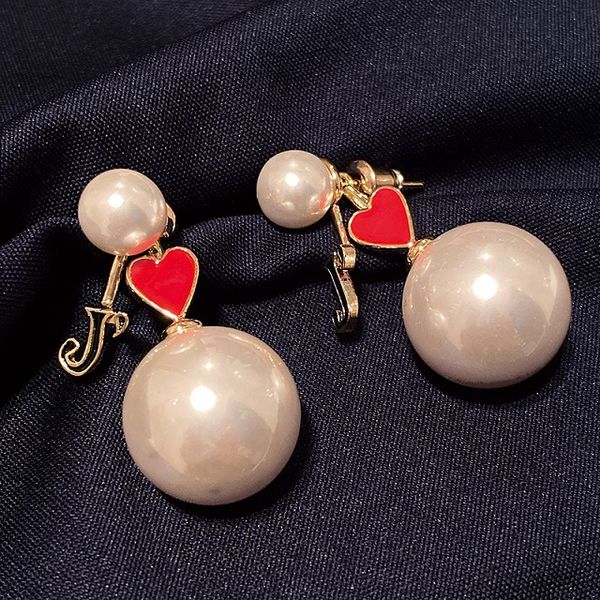 fashion luxury designer lovely red heart letter elegant pearl pendant stud earrings for women girls silver post
fashion luxury designer lovely red heart letter elegant pearl pendant stud earrings for women girls silver post