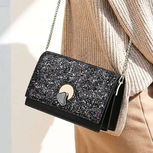fashion women's bag fashion sequin chain messenger single shoulder small square