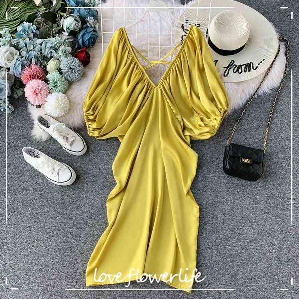 retro solid plated fashion vestidos elegant korean puff sleeve women dress summer v-neck midi dresses 210521, Black;gray
retro solid plated fashion vestidos elegant korean puff sleeve women dress summer v-neck midi dresses 210521, Black;gray