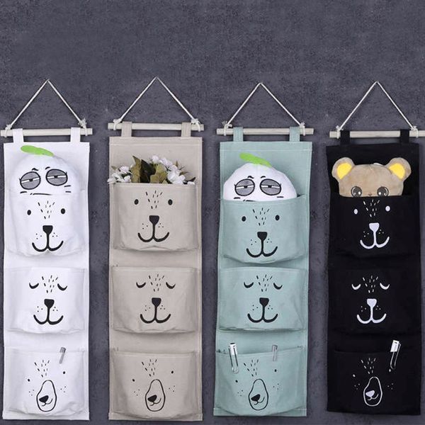 3 pockets cute wall-mounted storage bag linen clothes children's room
3 pockets cute wall-mounted storage bag linen clothes children's room