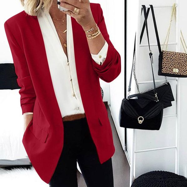 women's jackets womens fashion ol style commute ladies suit long sleeve solid color casual loose straight temperament overcoat 21715, Black;brown
women's jackets womens fashion ol style commute ladies suit long sleeve solid color casual loose straight temperament overcoat 21715, Black;brown