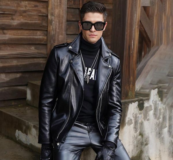 men's fur & faux spring and summer slim short leather jacket diagonal zipper motorcycle pu jackets coats high quality, Black
men's fur & faux spring and summer slim short leather jacket diagonal zipper motorcycle pu jackets coats high quality, Black