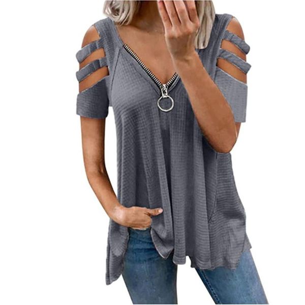 women's blouses & shirts 2021 fashion women v-neck zipper summer solid hollow out pullover plus size ladies casual loose blusa, White
women's blouses & shirts 2021 fashion women v-neck zipper summer solid hollow out pullover plus size ladies casual loose blusa, White