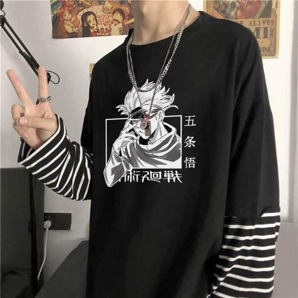 women's t-shirt funny japan anime jujutsu kaisen gojo satoru manga t shirt harajuku street loose casual summer fake two piece long, White
women's t-shirt funny japan anime jujutsu kaisen gojo satoru manga t shirt harajuku street loose casual summer fake two piece long, White