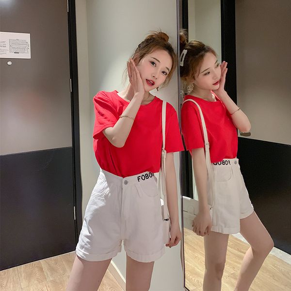 women's shorts star's same white denim summer 2019 simple high waist straight pants (belt, White;black
women's shorts star's same white denim summer 2019 simple high waist straight pants (belt, White;black
