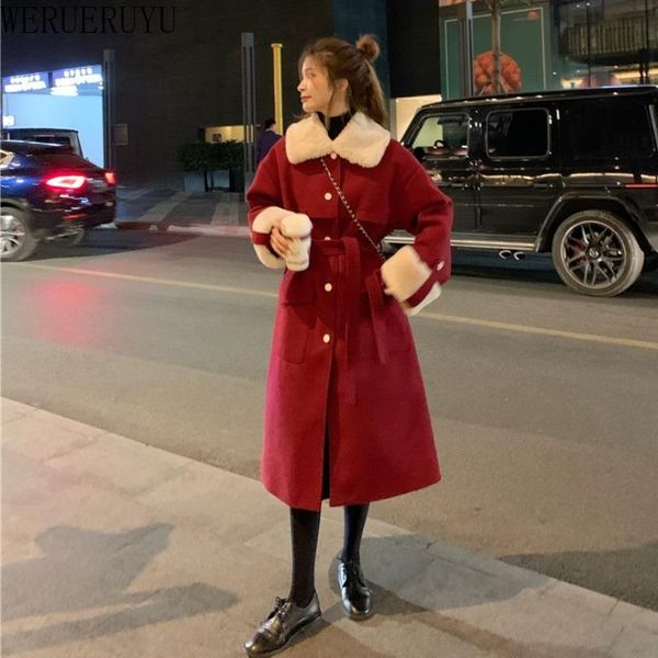 women's wool & blends winter coat fashion long coats classic korean woolen overcoat warmness oversize outwear, Black
women's wool & blends winter coat fashion long coats classic korean woolen overcoat warmness oversize outwear, Black