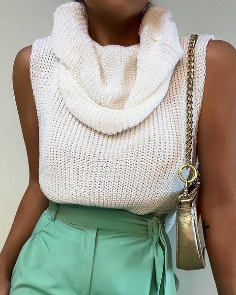 women's sweaters white sleeveless scarf collar pullover sweater fashion daily ol commuter hollow loose autumn dress, White;black
women's sweaters white sleeveless scarf collar pullover sweater fashion daily ol commuter hollow loose autumn dress, White;black