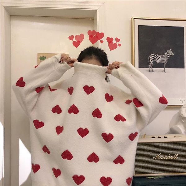 ins cute heart pattern sweater women casual soft thick warm long sleeve knitted jumper fairy turtleneck female pullover women's sweater, White;black
ins cute heart pattern sweater women casual soft thick warm long sleeve knitted jumper fairy turtleneck female pullover women's sweater, White;black