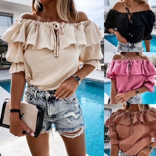 women's blouses & shirts women summer slash neck vintage solid elegant 2021 office lady short sleeve ruffle drawstring pullover shirt b, White
women's blouses & shirts women summer slash neck vintage solid elegant 2021 office lady short sleeve ruffle drawstring pullover shirt b, White