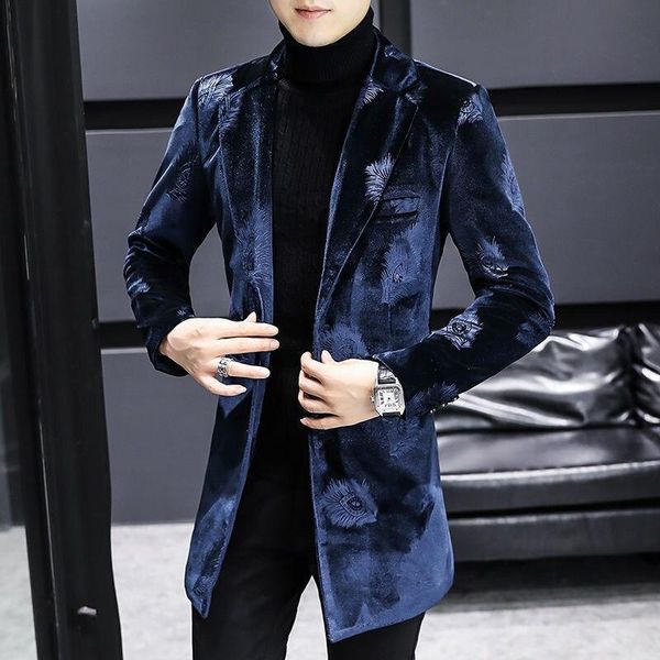 men's wool & blends fashion men coat peacock feather printed long single breasted two button with polyester and notch lapel m-3xl, Black
men's wool & blends fashion men coat peacock feather printed long single breasted two button with polyester and notch lapel m-3xl, Black