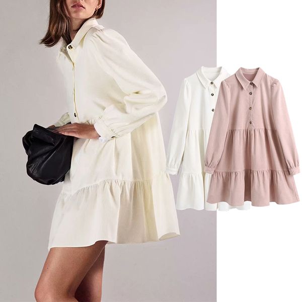 casual dresses fashion corduroy 2 color long sleeve ladies loose turn-down collar vestidos spring mini dlb4, Black;gray
casual dresses fashion corduroy 2 color long sleeve ladies loose turn-down collar vestidos spring mini dlb4, Black;gray