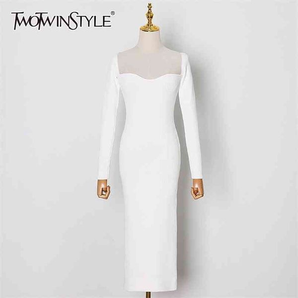 white knitted dress for women square collar long sleeve high waist back split slim dresses female autumn 210520, Black;gray
white knitted dress for women square collar long sleeve high waist back split slim dresses female autumn 210520, Black;gray