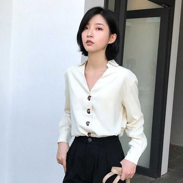 women's blouses & shirts autumn korea fashion women long sleeve v-neck all-matched casual single-breasted loose chiffon blous vs8t, White
women's blouses & shirts autumn korea fashion women long sleeve v-neck all-matched casual single-breasted loose chiffon blous vs8t, White