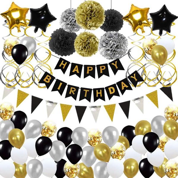 party decoration birthday decorations balloons gold and black happy banner hanging swirls decor
party decoration birthday decorations balloons gold and black happy banner hanging swirls decor