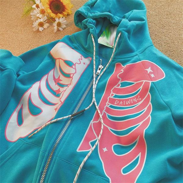 women's hoodies & sweatshirts y2k streetwearzip-up hoodie fall punk e-girl casual outerwear gothic skeleton print sweatshirt harajuku v, Black
women's hoodies & sweatshirts y2k streetwearzip-up hoodie fall punk e-girl casual outerwear gothic skeleton print sweatshirt harajuku v, Black