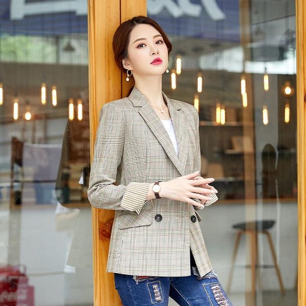 women's suits & blazers plaid small suit feminine 2021 casual office ladies blazer jacket female elegant double-breasted slim c, White;black
women's suits & blazers plaid small suit feminine 2021 casual office ladies blazer jacket female elegant double-breasted slim c, White;black