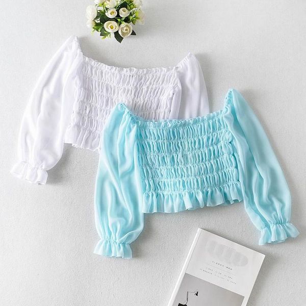 women's blouses & shirts women short blouse summer 2021 fashion pullover shirt slash neck elastic bust female crop top, White
women's blouses & shirts women short blouse summer 2021 fashion pullover shirt slash neck elastic bust female crop top, White